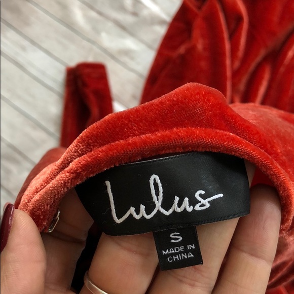 Lulu’s Rust Orange Velvet Ruched Bodycon Dress - Picture 9 of 9